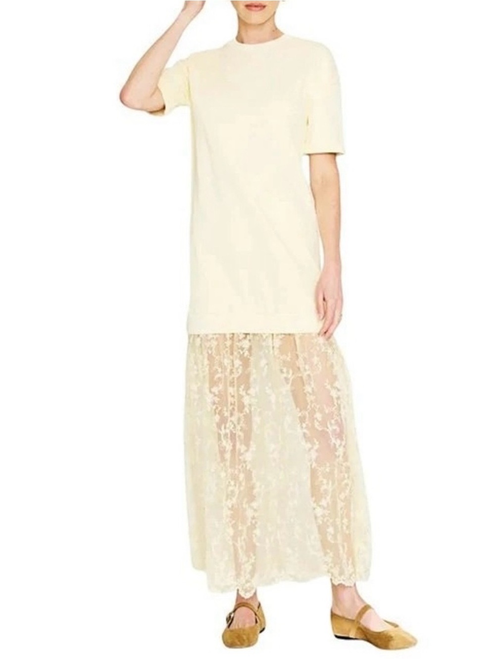 Line and dote
Short Sleeve Lace Maxi Dress